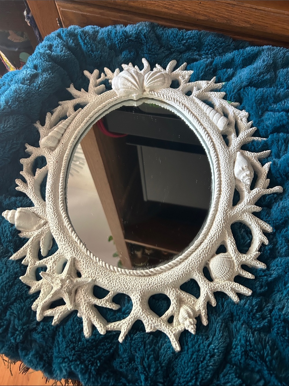 White Coastal Coral Shell Wall Mirror